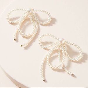 Anthropologie Pearl Bow Earrings